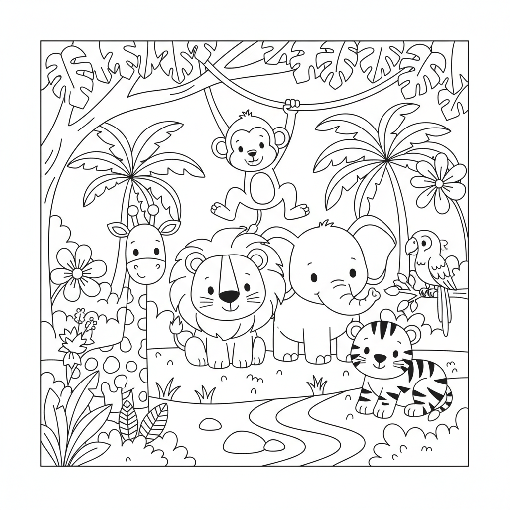 Coloriage animaux de la jungle coloriage 3