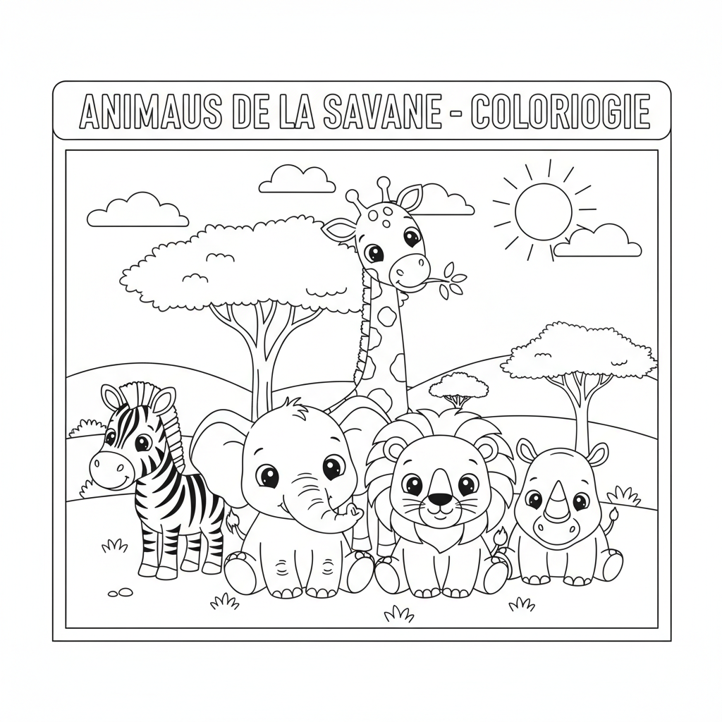 Coloriage animaux de la savane coloriage 3