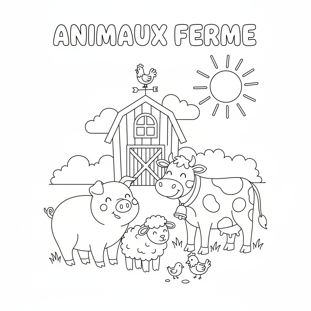Coloriage animaux ferme coloriage 1