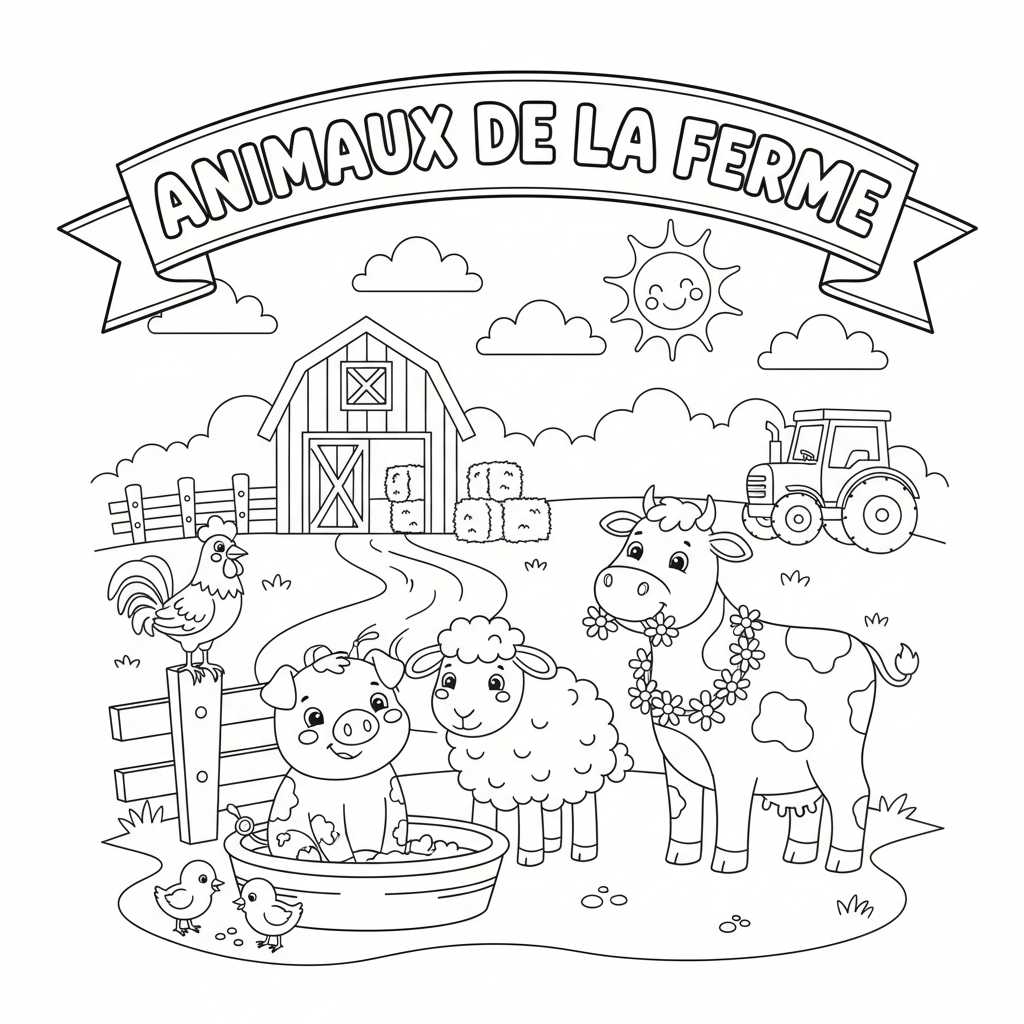 Coloriage animaux ferme coloriage 2
