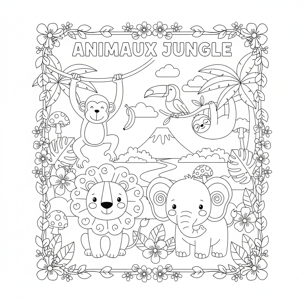 Coloriage animaux jungle coloriage 2