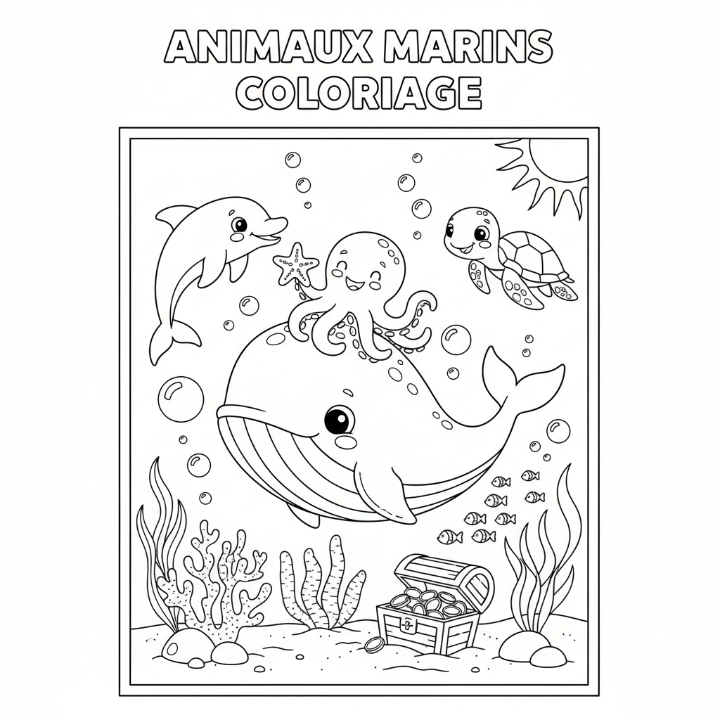 Coloriage animaux marins coloriage 3