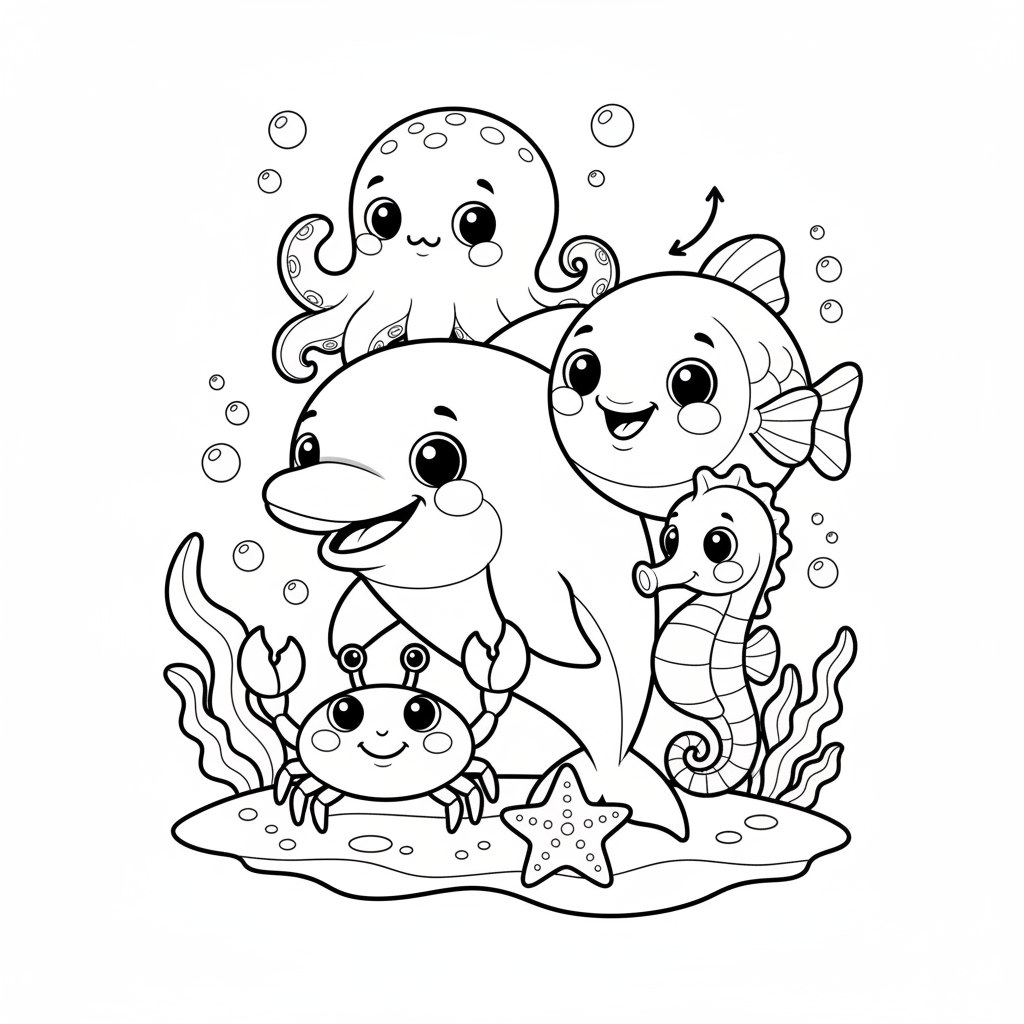 Coloriage animaux marins coloriage 4