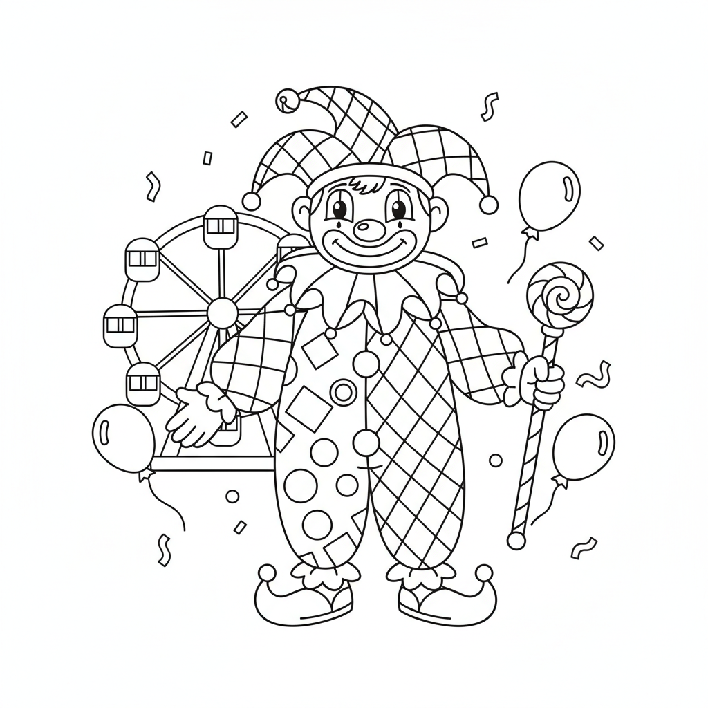 Arlequin Coloriage Gratuit à Imprimer pour le Carnaval