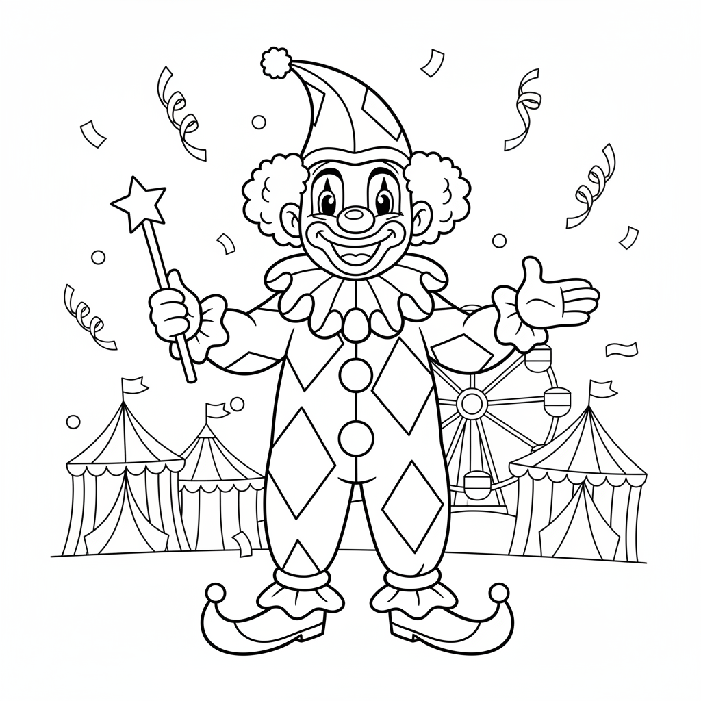 Coloriage Arlequin Carnaval Gratuit à Imprimer
