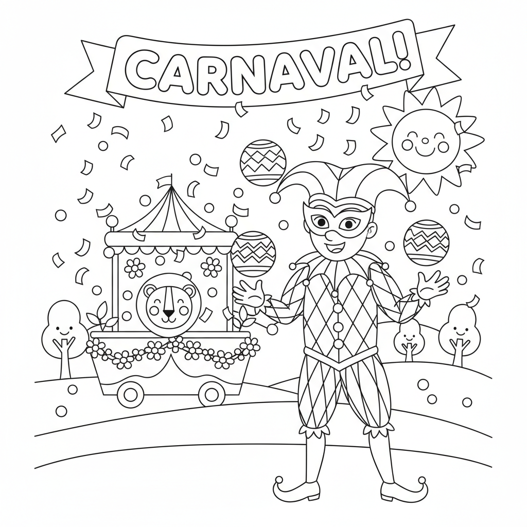 Coloriage arlequin coloriage carnaval 3