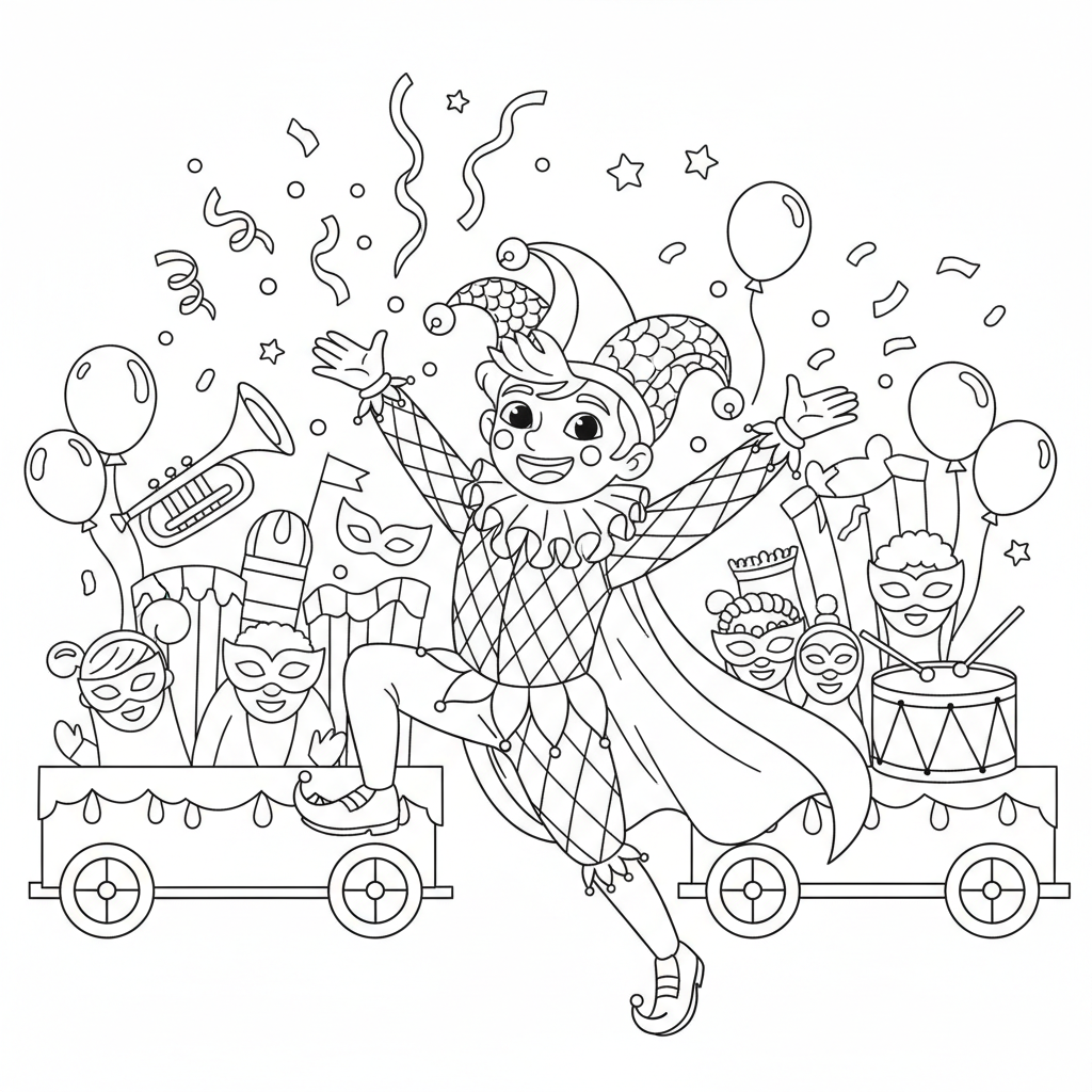 Coloriage arlequin coloriage carnaval 5