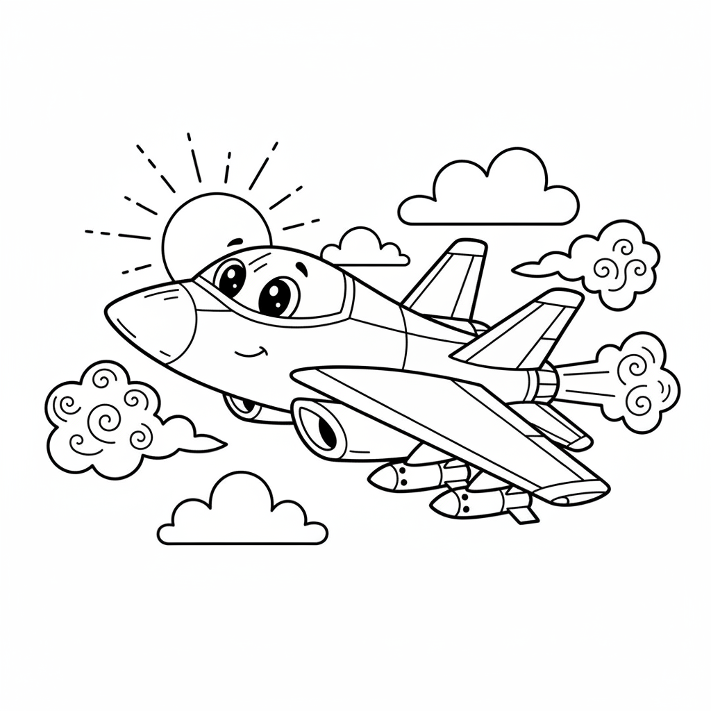 Coloriage avion de chasse coloriage 2