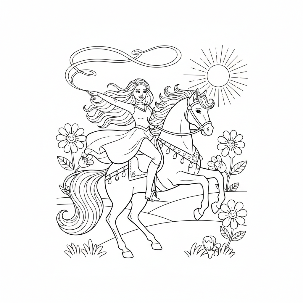 Coloriage barbie cheval coloriage 5