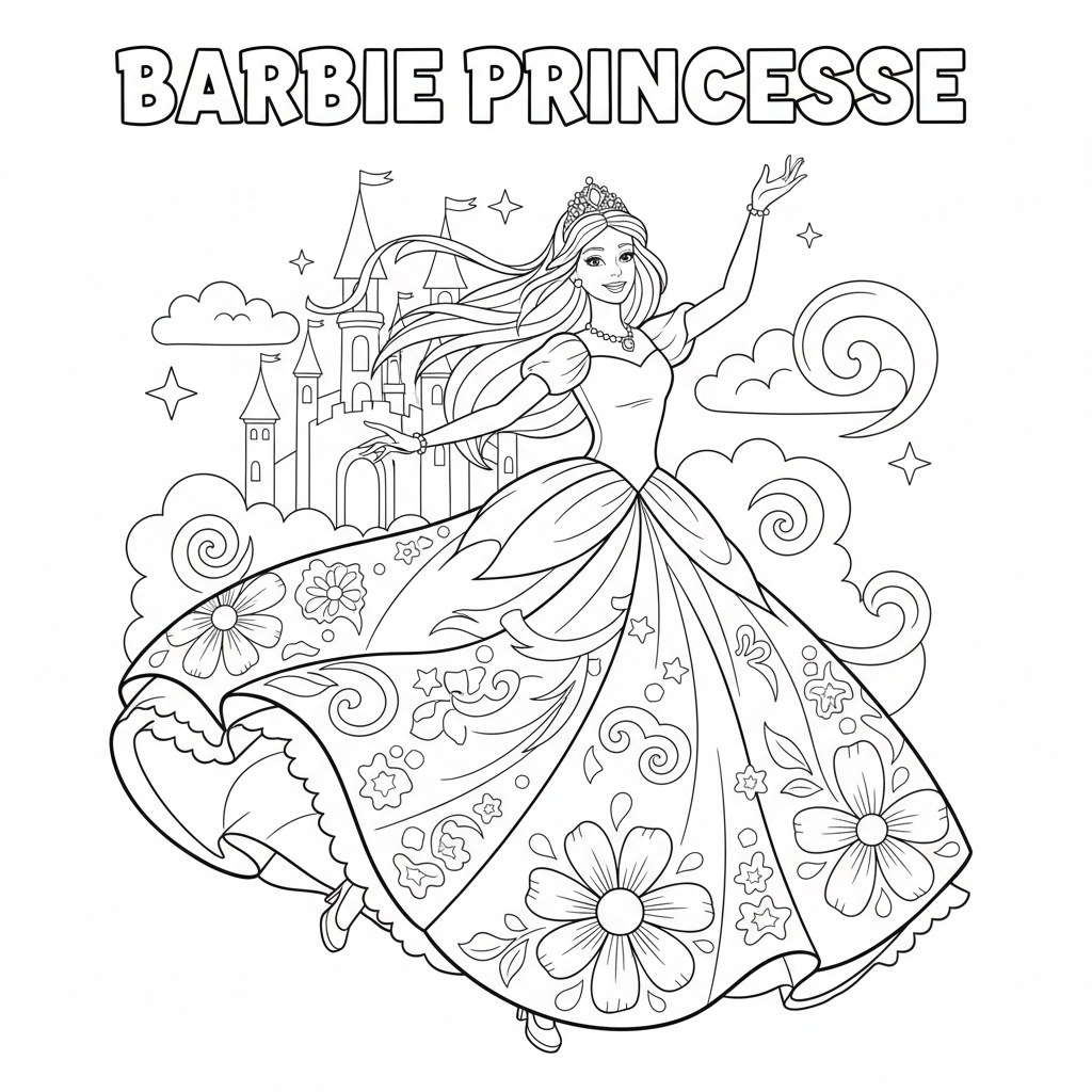 Coloriage barbie coloriage princesse 5