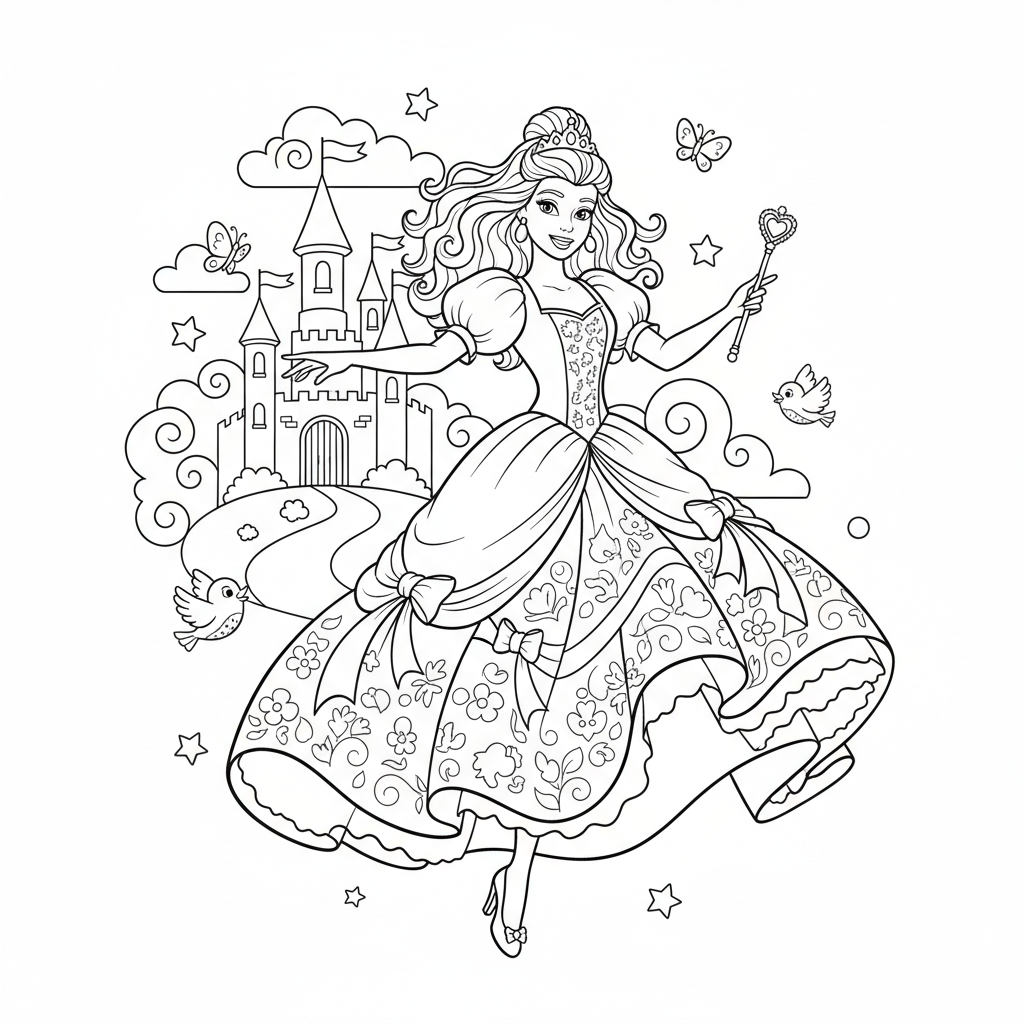 Coloriage barbie princesse coloriage 5