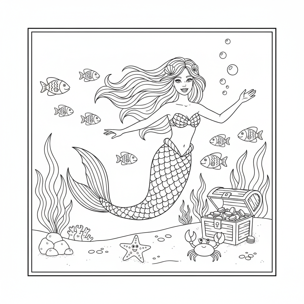 Coloriage barbie sirene coloriage 5