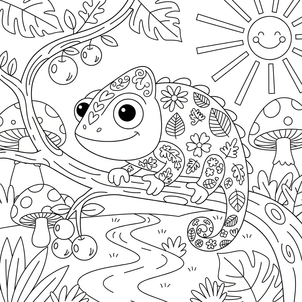 Coloriage caméléon coloriage 3