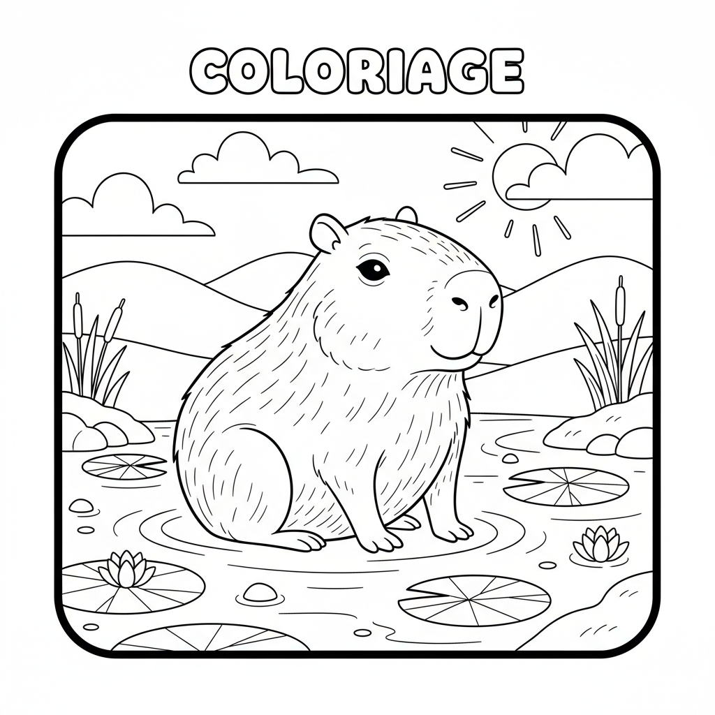 Coloriage capybara coloriage 3