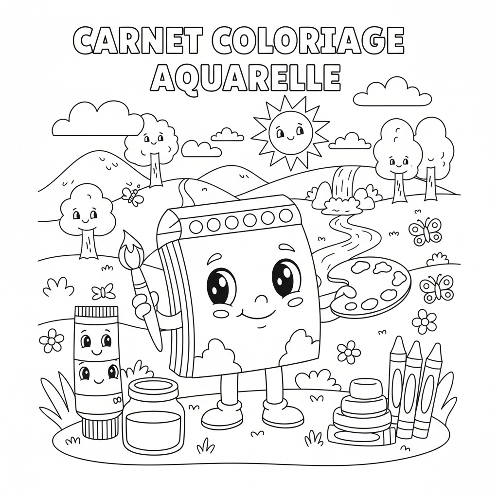 Coloriage carnet coloriage aquarelle 3
