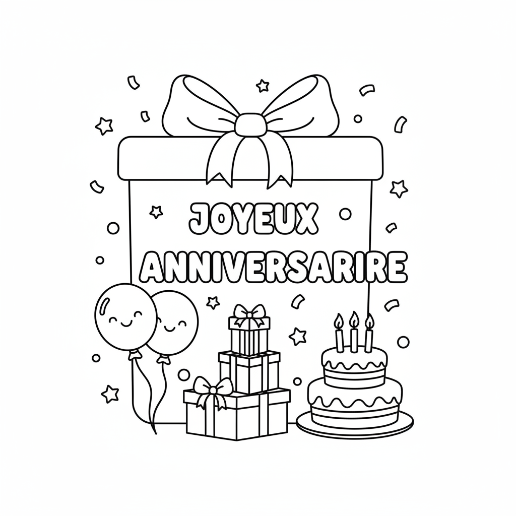Coloriage Carte Anniversaire Coloriage Gratuit à Imprimer