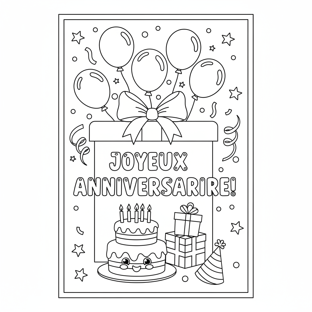 Coloriage carte anniversaire coloriage 2