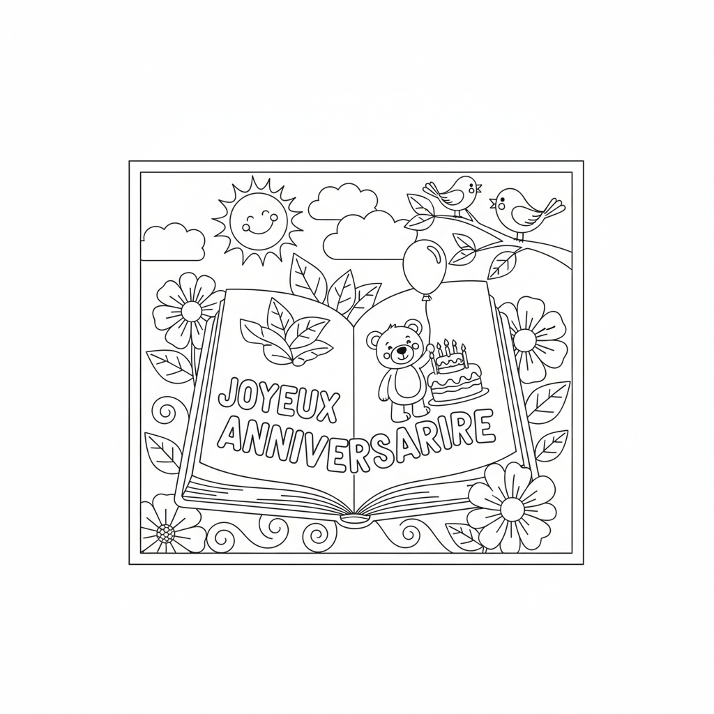 Coloriage carte anniversaire coloriage 3