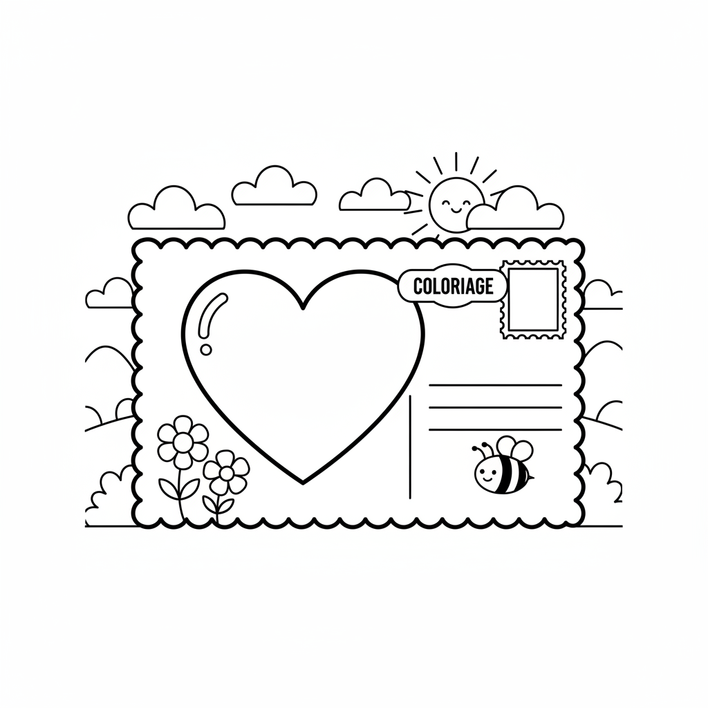 Coloriage carte postale coloriage 3