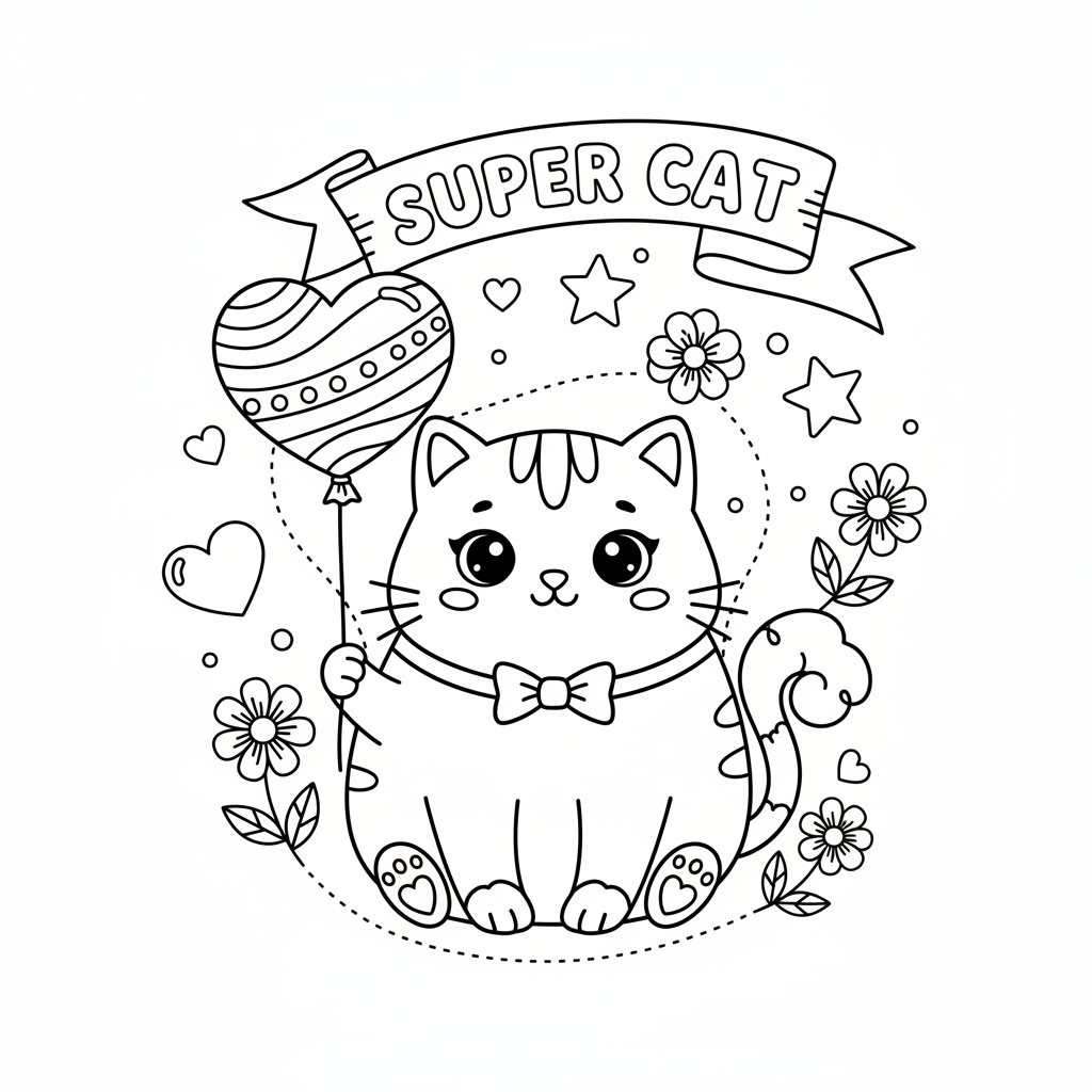 Coloriage chat kawaii coloriage 2