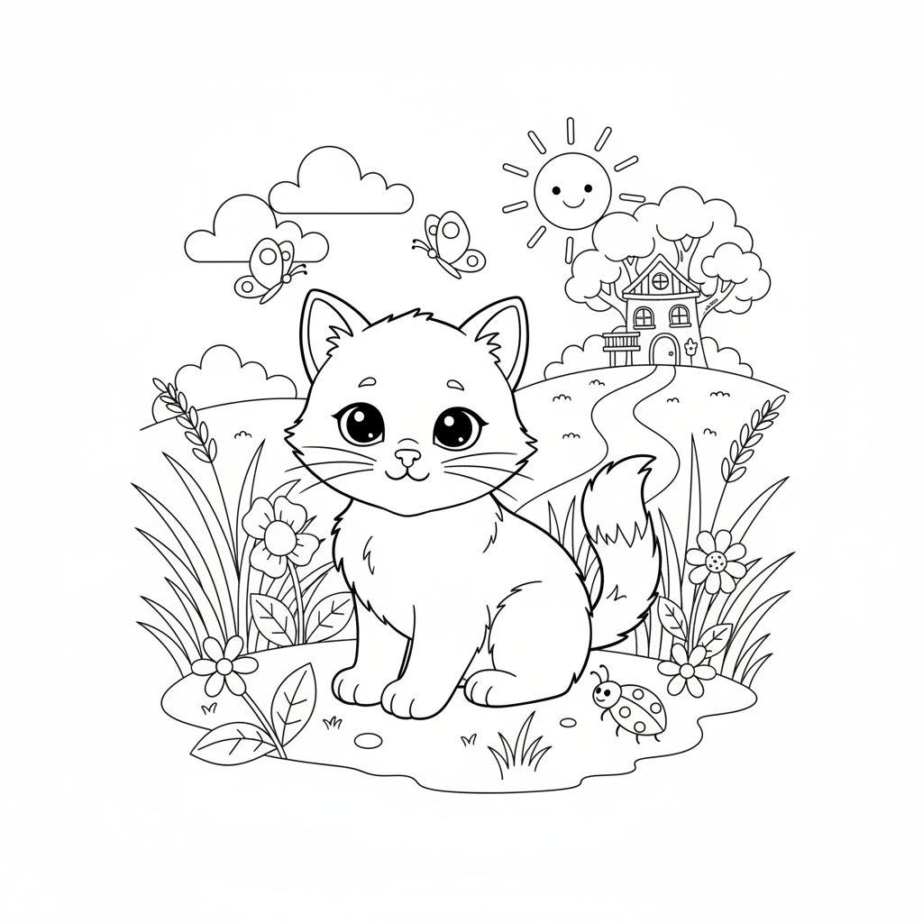 Coloriage chaton coloriage 3
