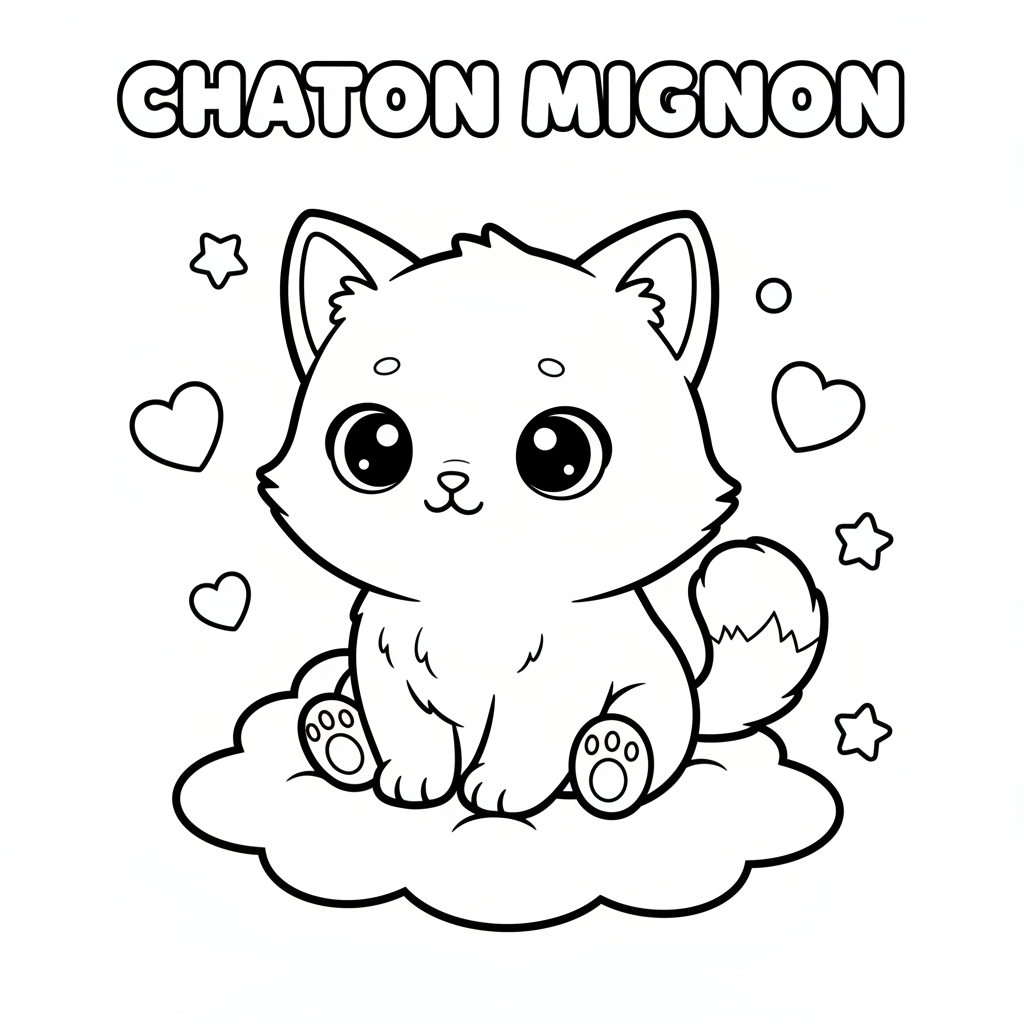 Coloriage Chaton Coloriage Kawaii Animaux Mignon à Imprimer