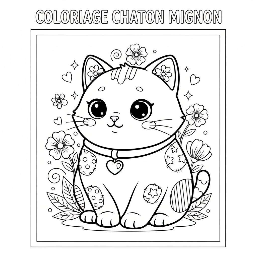 Coloriage chaton coloriage kawaii animaux mignon 2