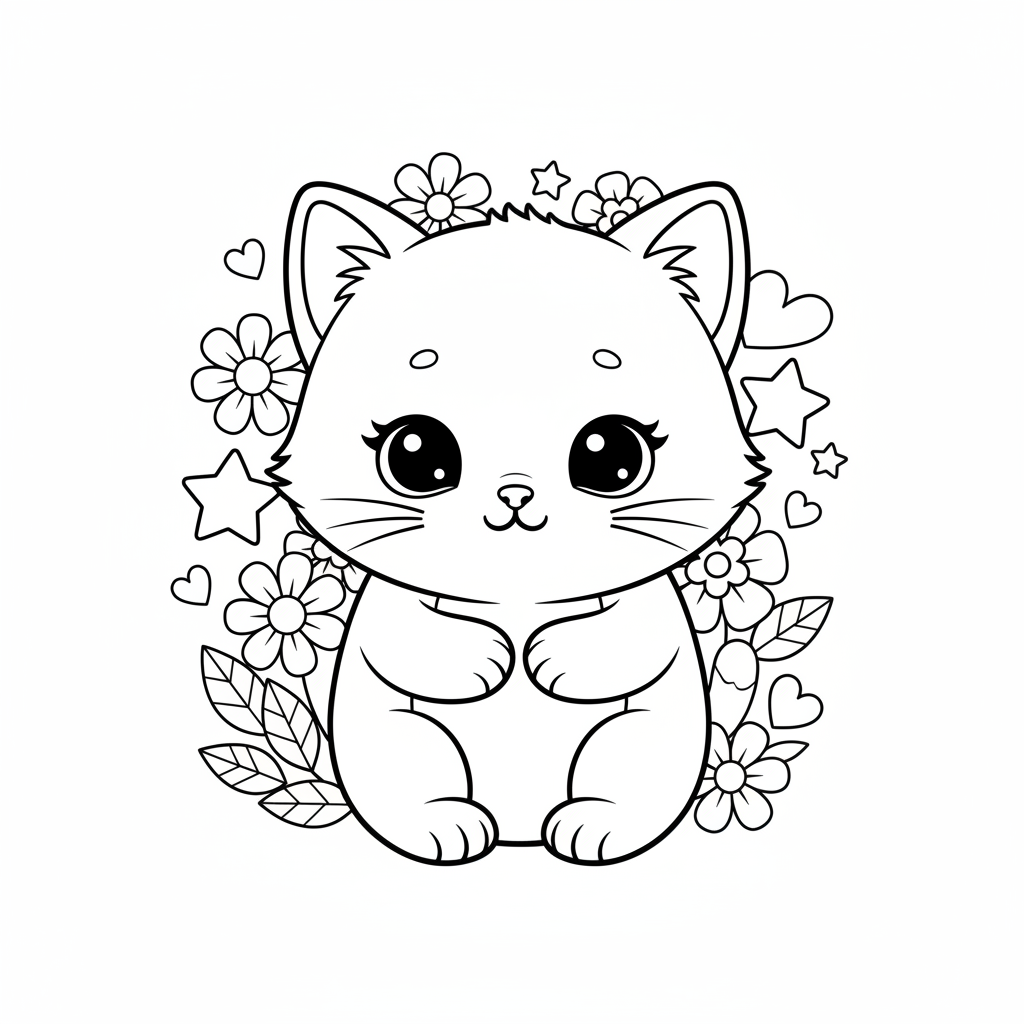 Coloriage chaton coloriage kawaii animaux mignon 4