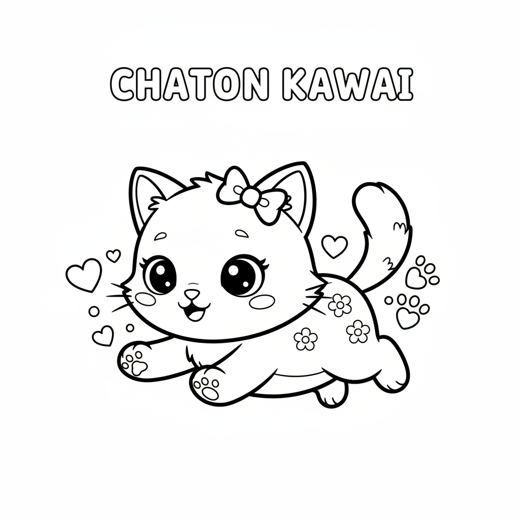Coloriage chaton coloriage kawaii animaux mignon 5
