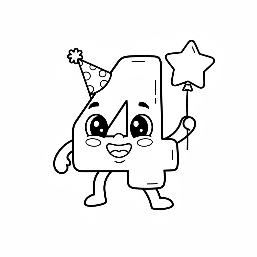 Coloriage chiffre coloriage 4