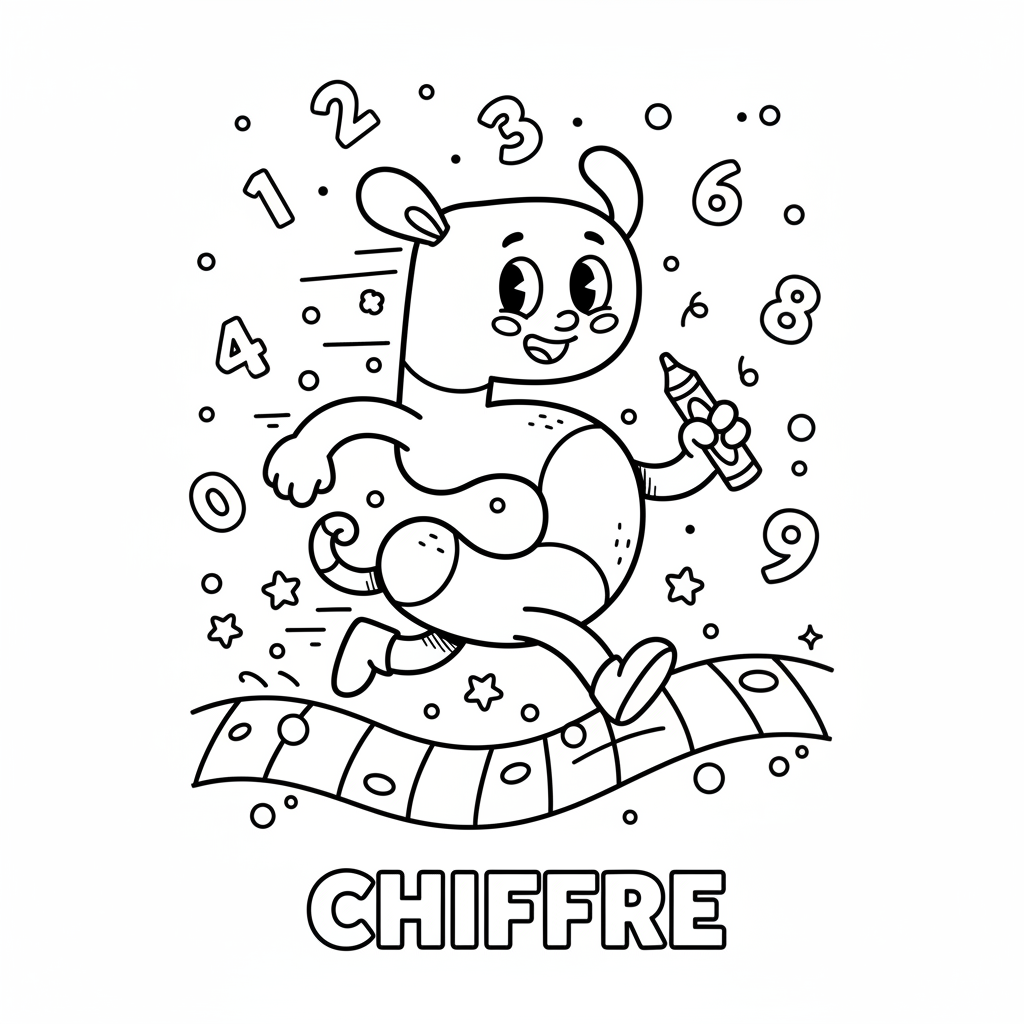 Coloriage chiffre coloriage 5