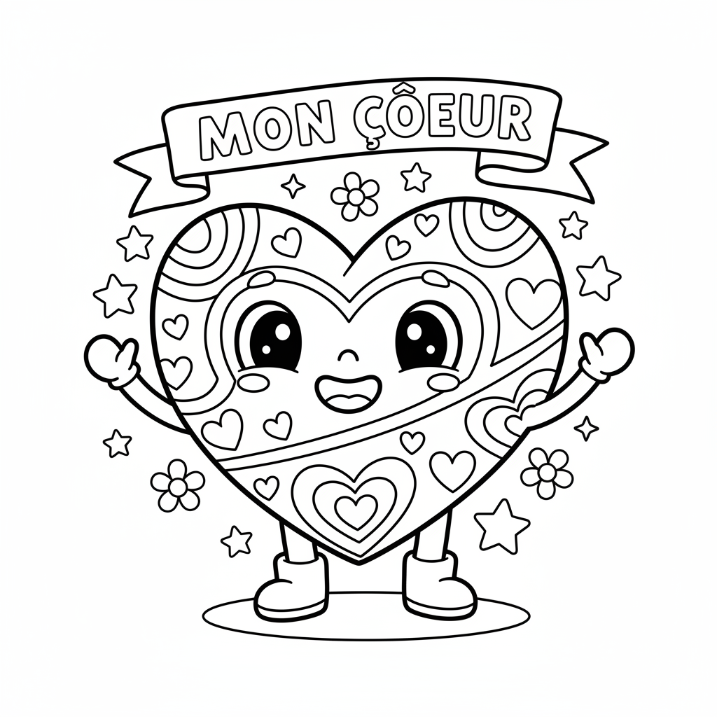 Coloriage coeur en coloriage 4