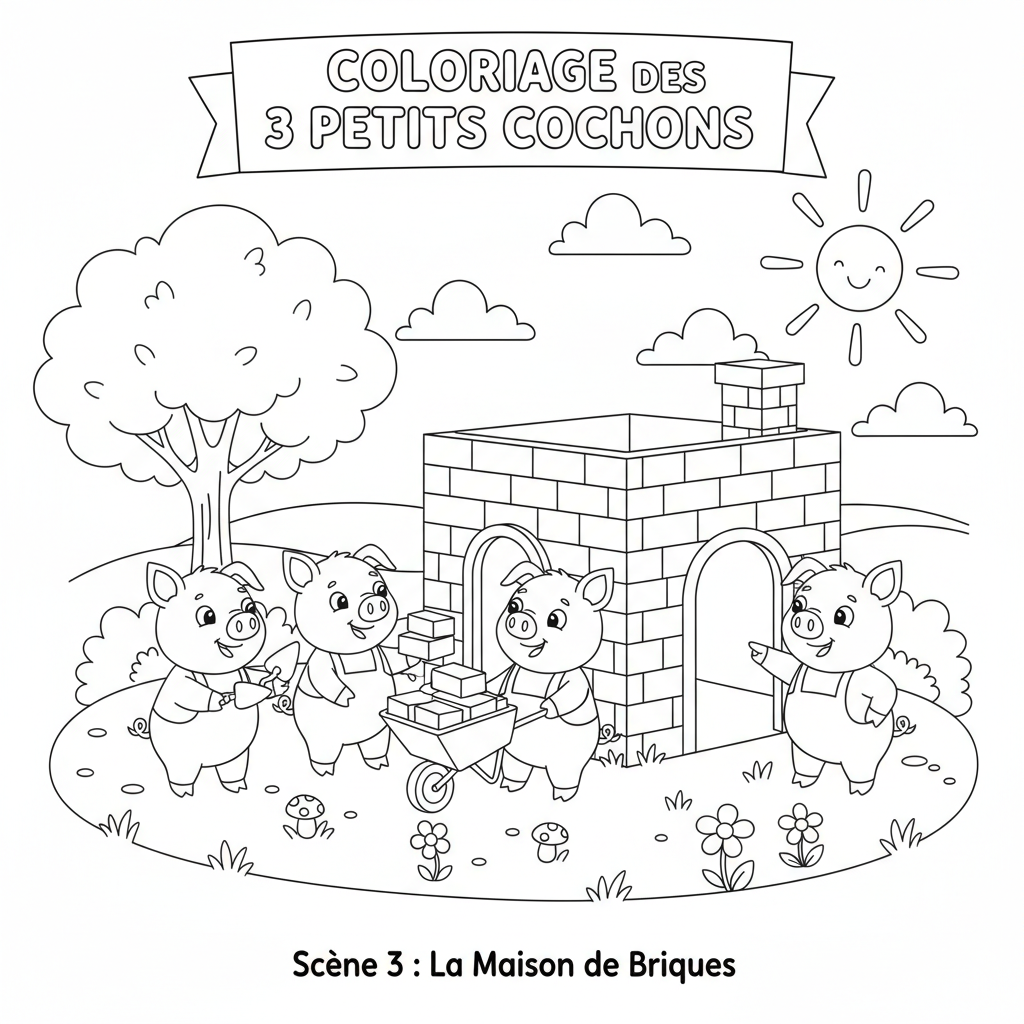 Coloriage coloriage 3 petits cochons 3