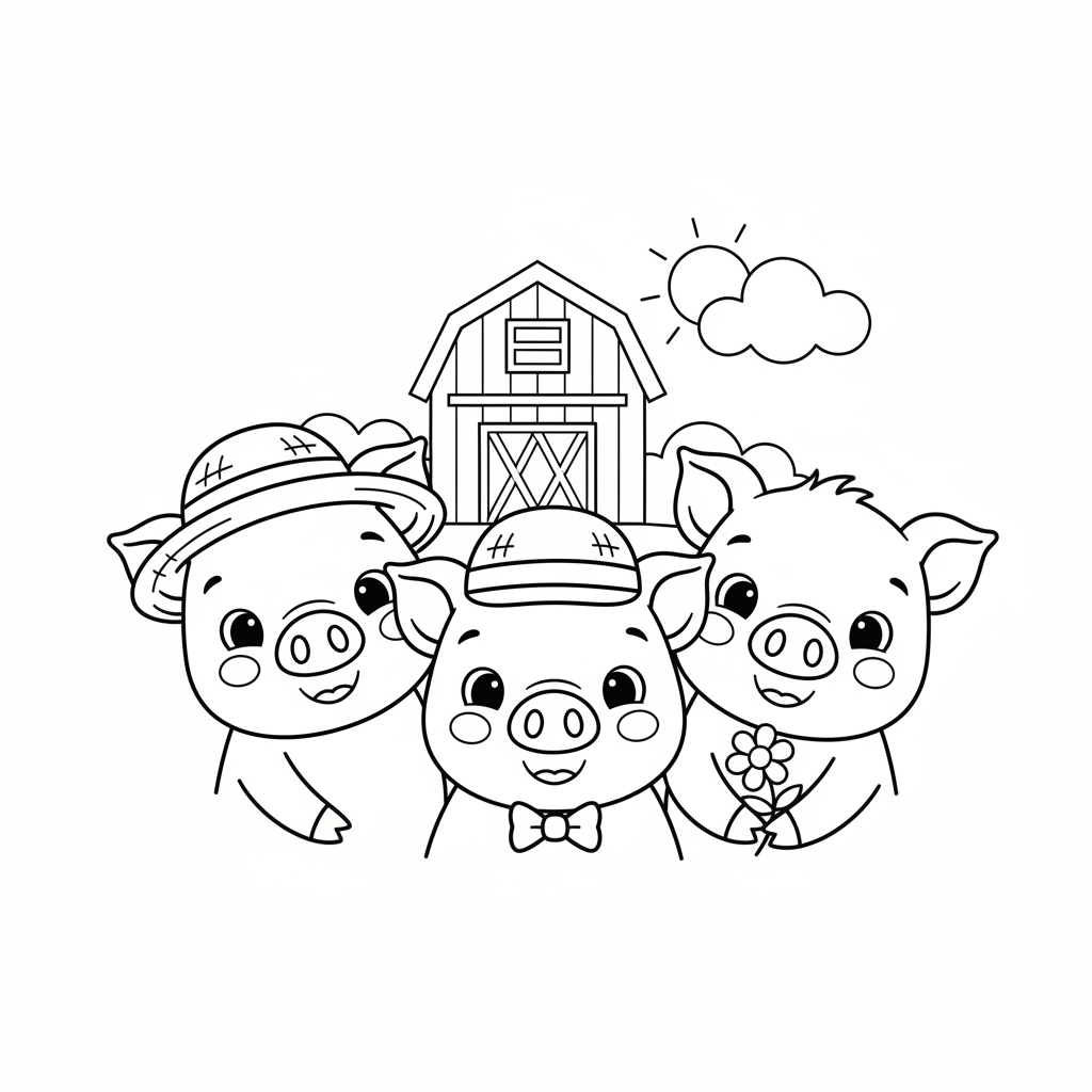 Coloriage coloriage 3 petits cochons 4