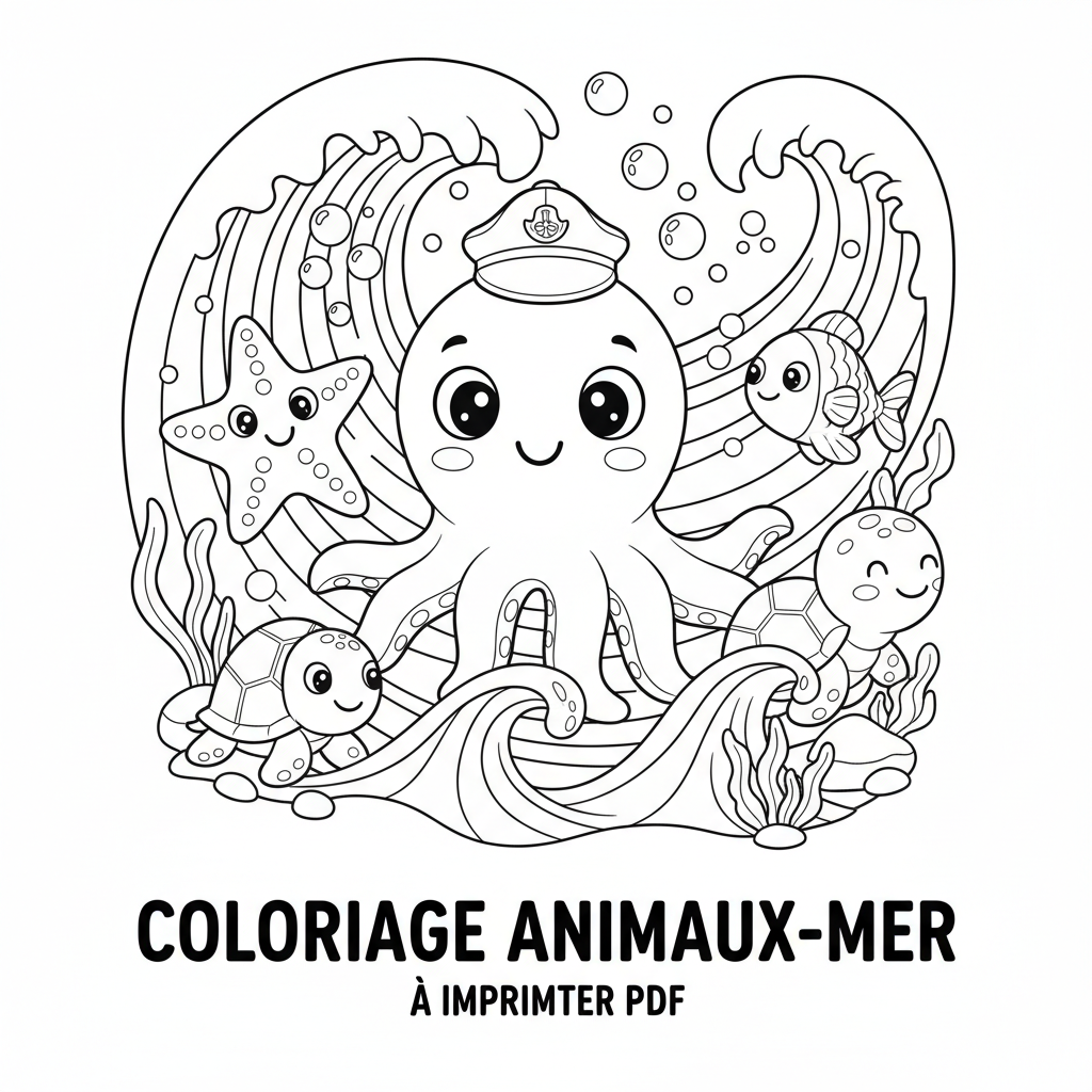 Coloriage À Imprimer Adulte Pdf sur les Animaux de la Mer