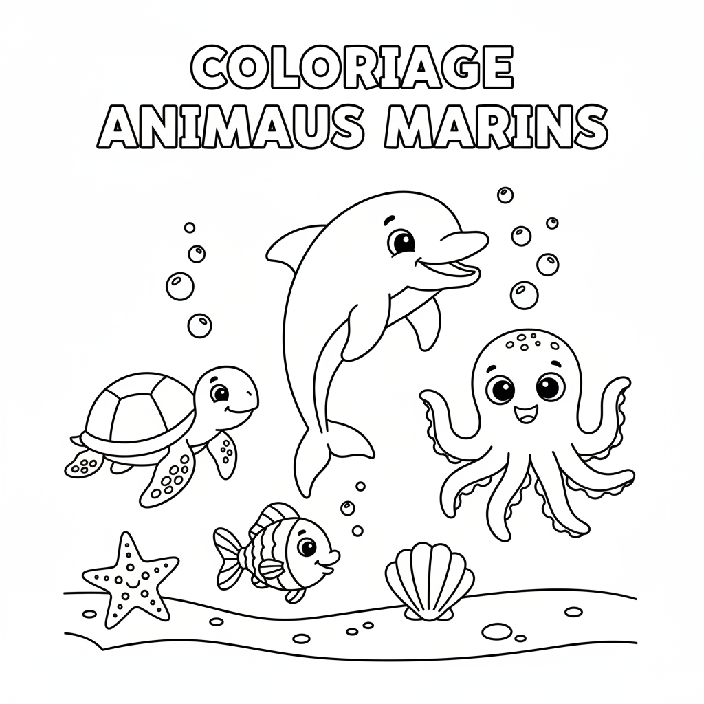 Coloriage Coloriage A Imprimer Animaux Marins à Télécharger
