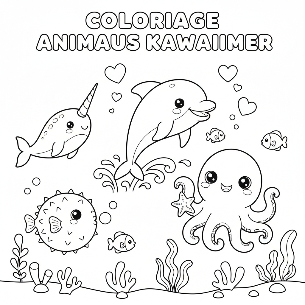 Coloriage coloriage à imprimer animaux kawaii 5