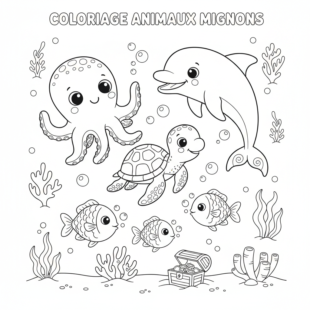 Coloriage coloriage à imprimer animaux mignon 2