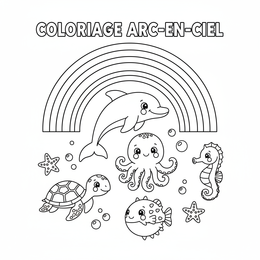 Coloriage À Imprimer Arc En Ciel Gratuit pour Enfants