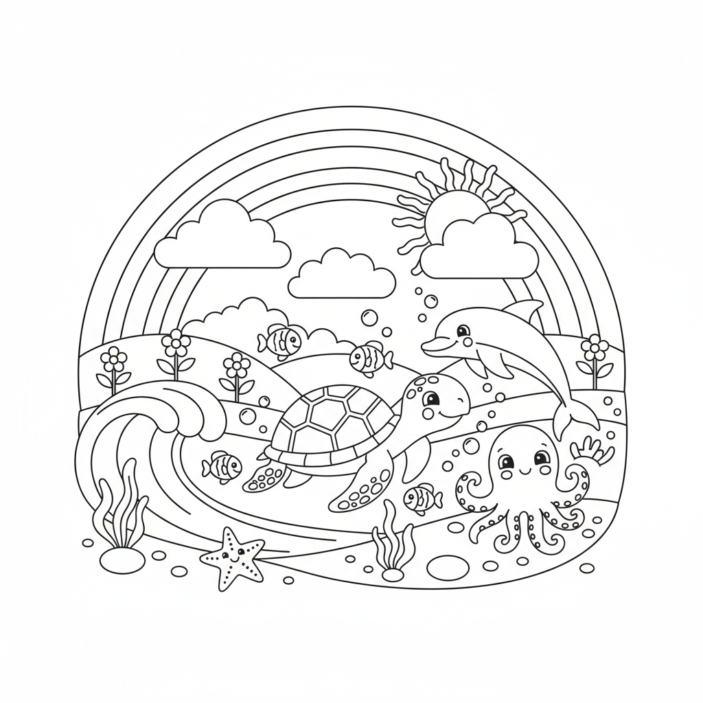 Coloriage coloriage à imprimer arc en ciel 3