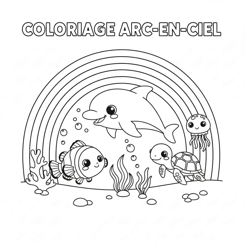 Coloriage coloriage à imprimer arc en ciel 4