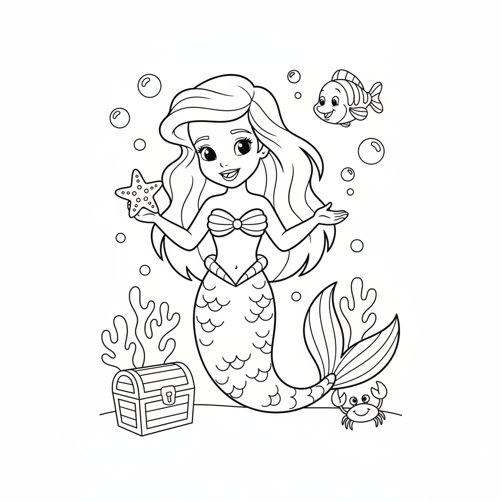 Coloriage À Imprimer Ariel Gratuit pour les Enfants