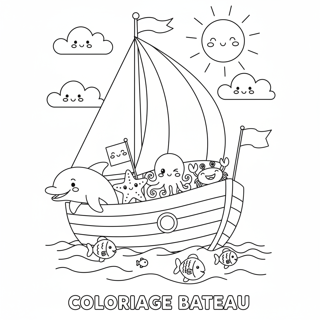 Coloriage coloriage à imprimer bateau 4