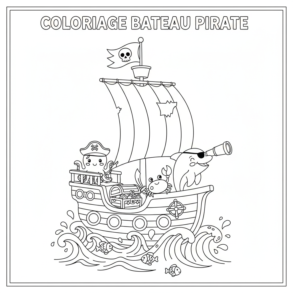 Coloriage coloriage à imprimer bateau pirate