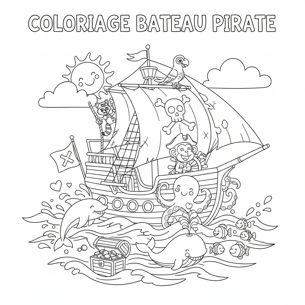 Coloriage coloriage à imprimer bateau pirate 5