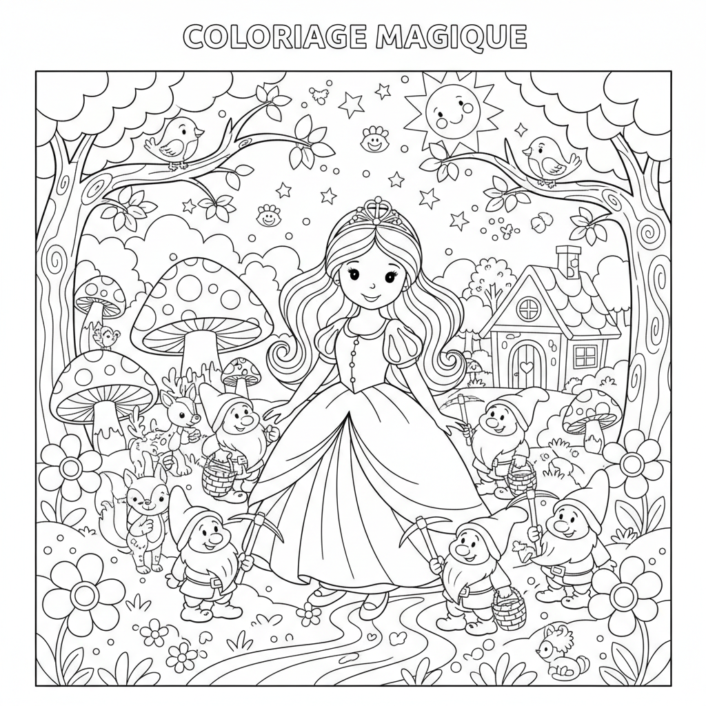 Coloriage À Imprimer Blanche Neige Gratuit pour Enfants