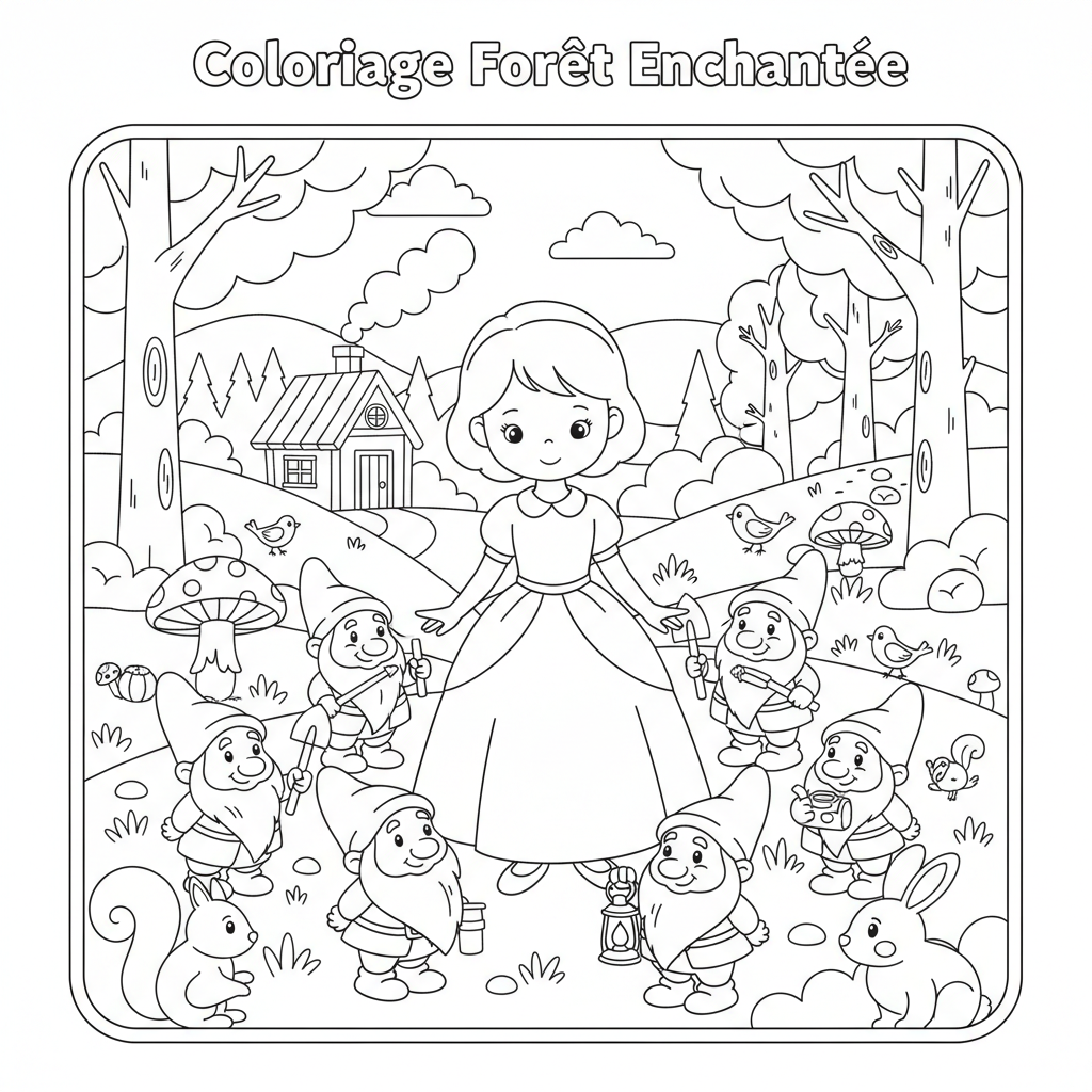 Coloriage coloriage à imprimer blanche neige 3