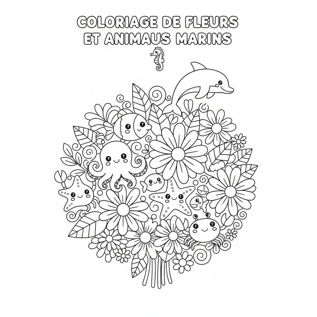 Coloriage coloriage à imprimer bouquet de fleurs