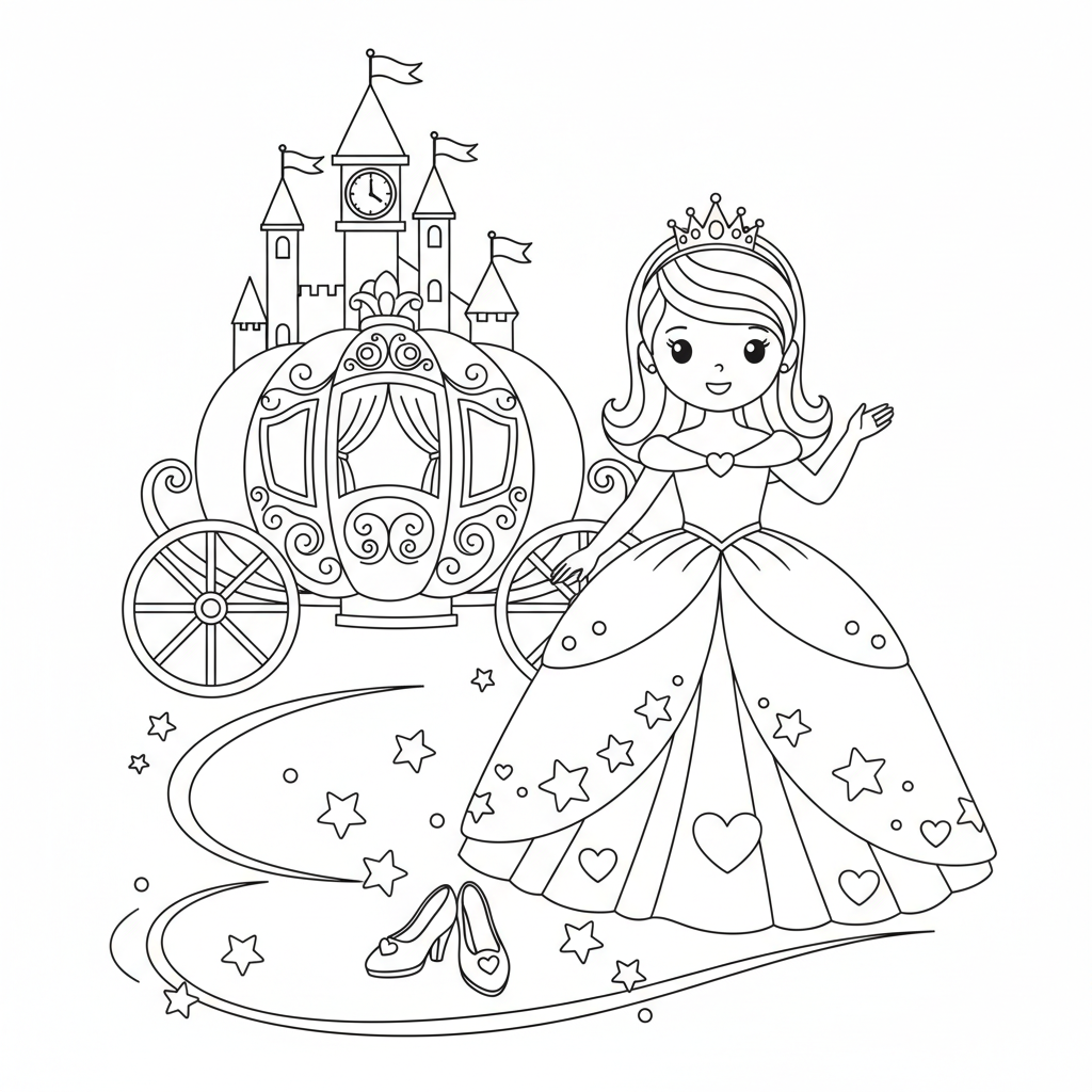 Coloriage À Imprimer Cendrillon Gratuit pour Enfants