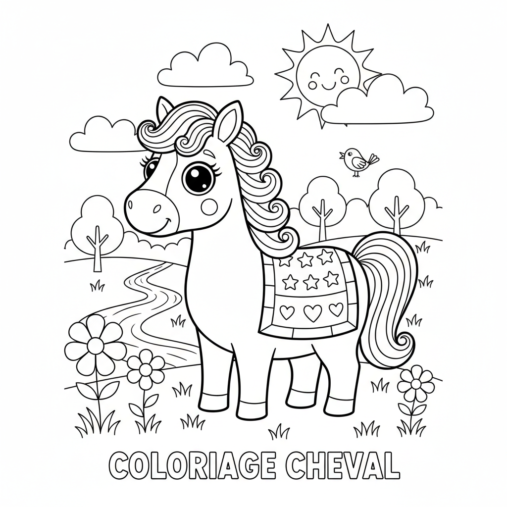 Coloriage coloriage à imprimer cheval 3